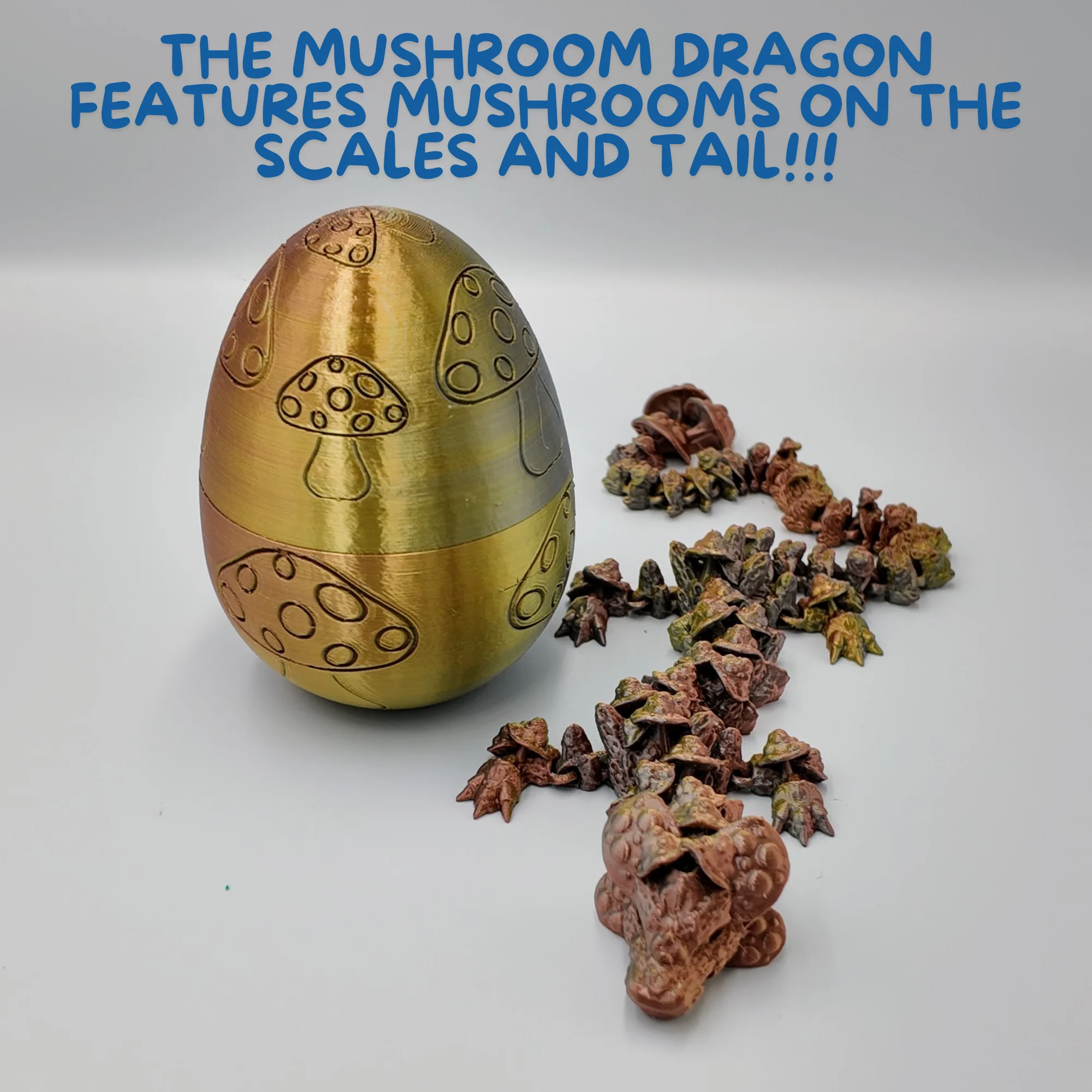 Mushroom Dragon Egg - 16" Dragons Articulating Joints - Mushroom Themed - Image 14