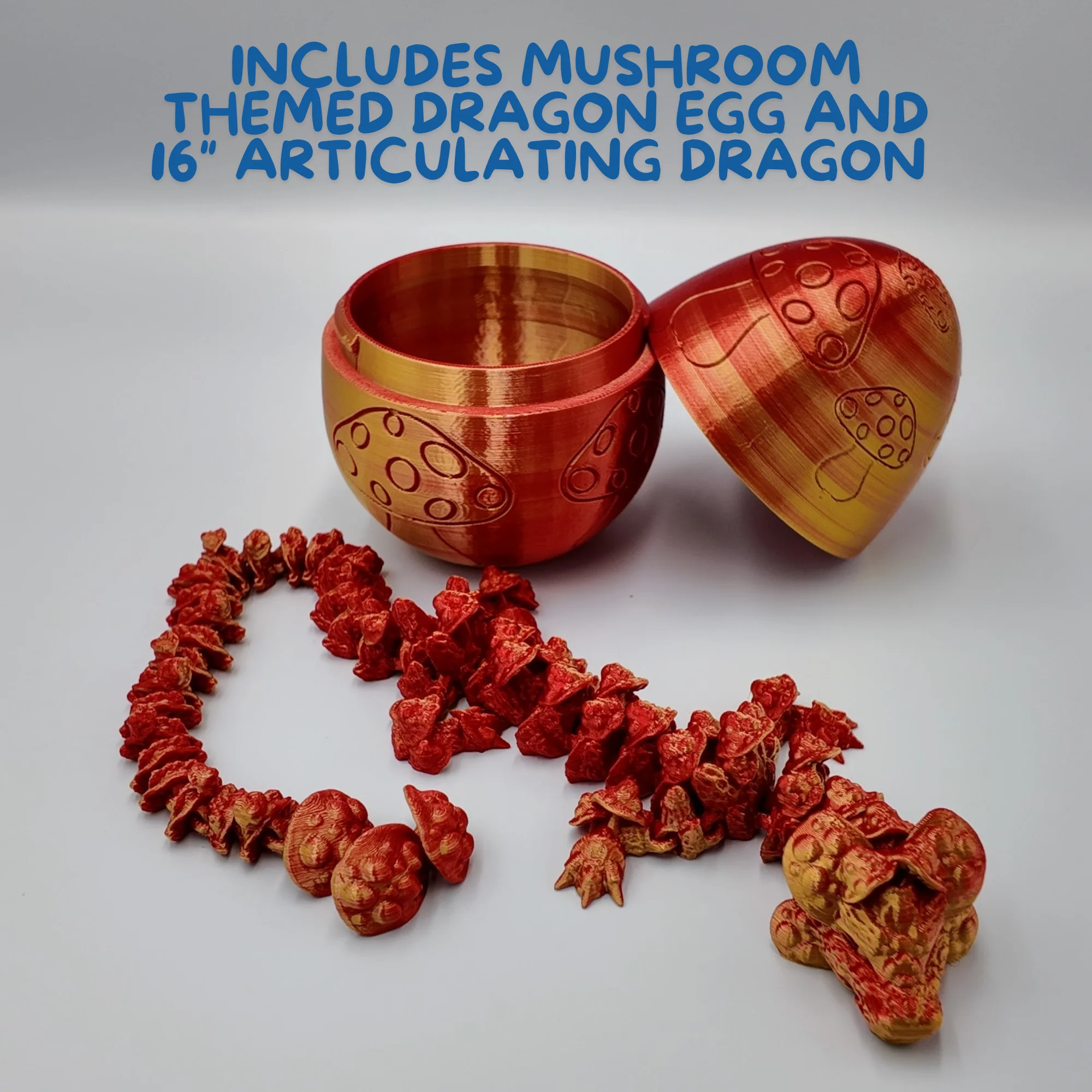 Mushroom Dragon Egg - 16" Dragons Articulating Joints - Mushroom Themed - Image 3