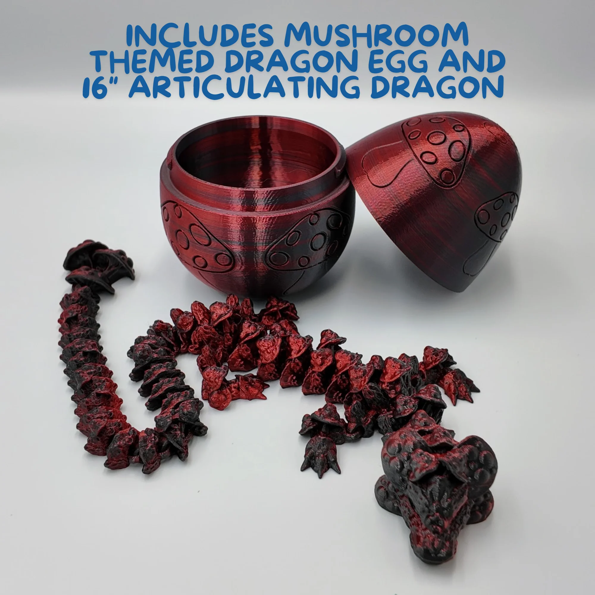Mushroom Dragon Egg - 16" Dragons Articulating Joints - Mushroom Themed - Image 7
