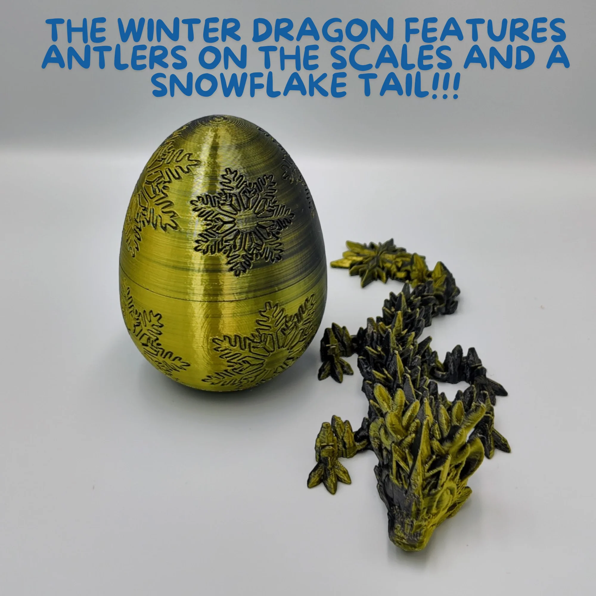 Winter Dragon Egg - 11" Dragons Articulating Joints - Snowflake Themed - Image 11