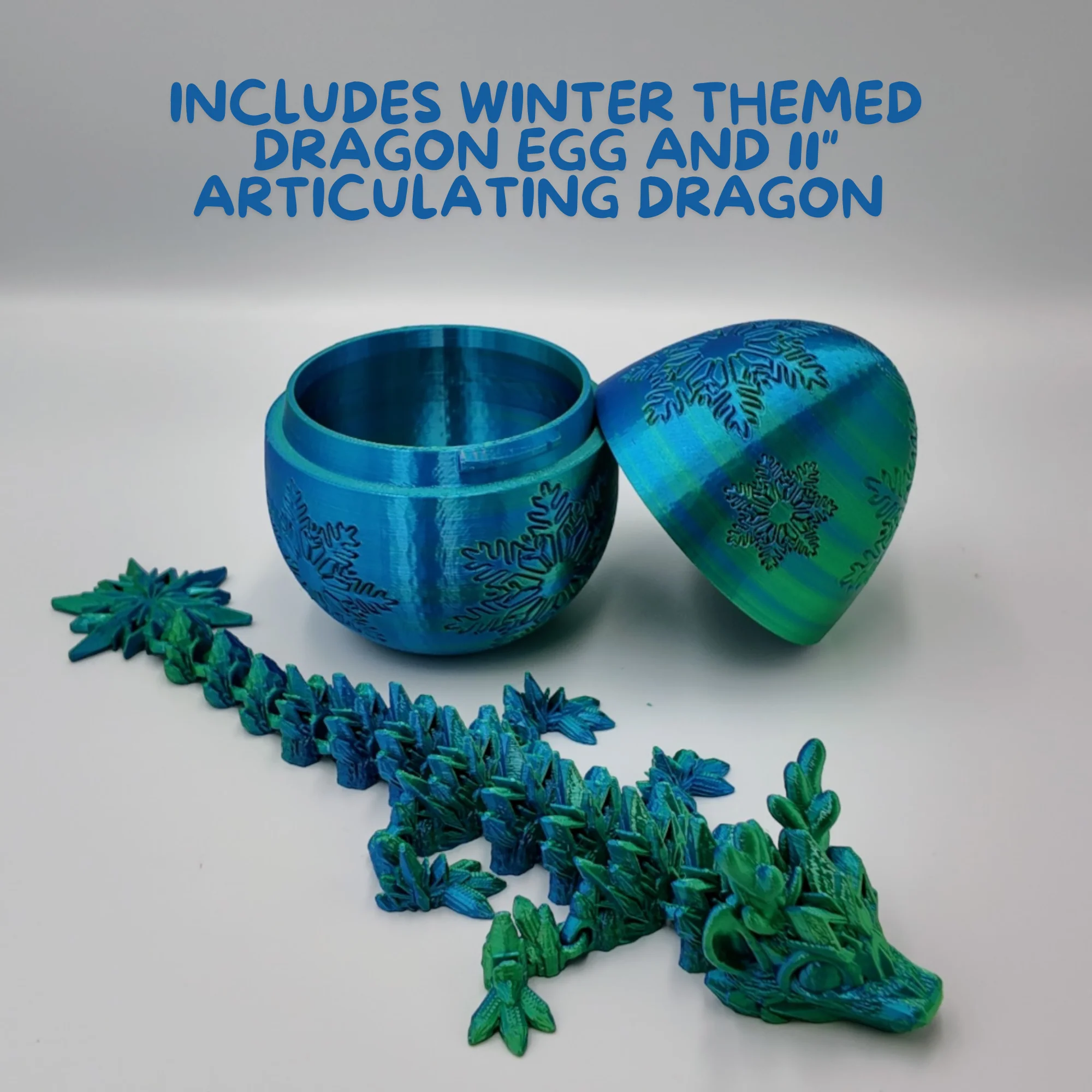 Winter Dragon Egg - 11" Dragons Articulating Joints - Snowflake Themed - Image 19