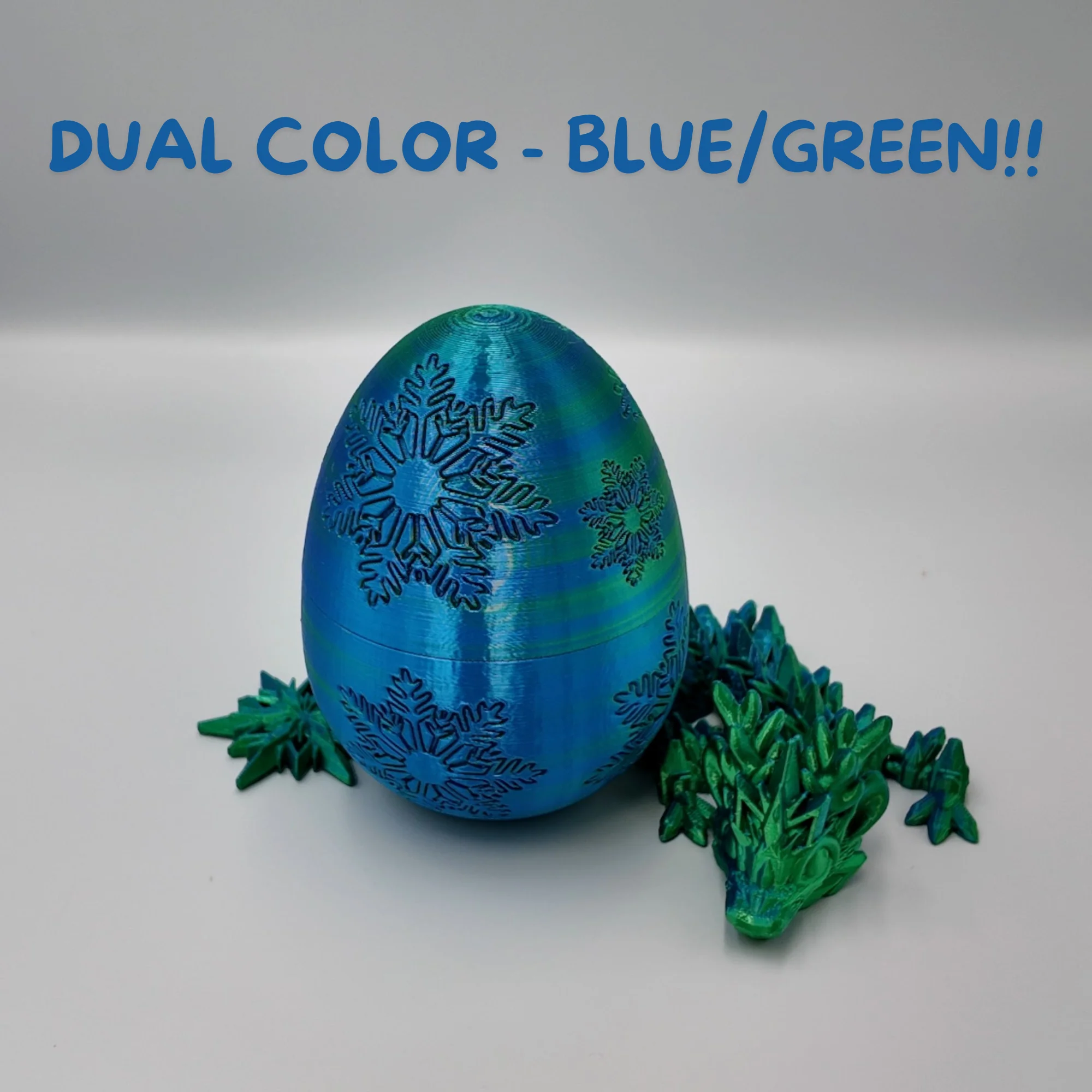 Winter Dragon Egg - 11" Dragons Articulating Joints - Snowflake Themed - Image 20