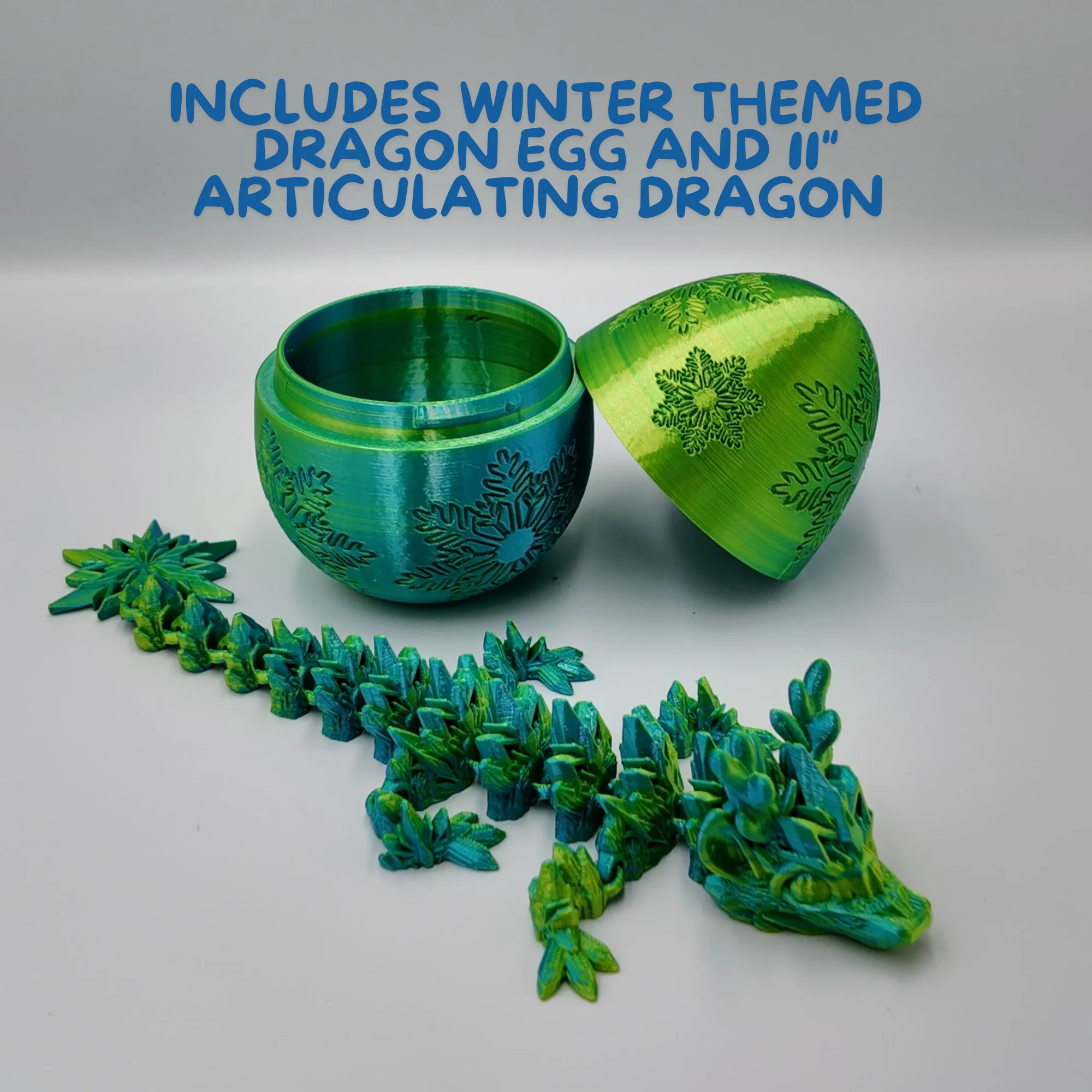 Winter Dragon Egg - 11" Dragons Articulating Joints - Snowflake Themed - Image 27