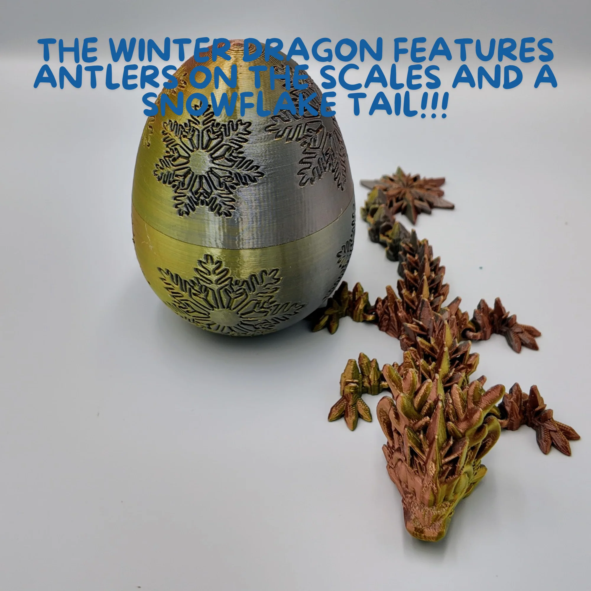 Winter Dragon Egg - 11" Dragons Articulating Joints - Snowflake Themed - Image 47