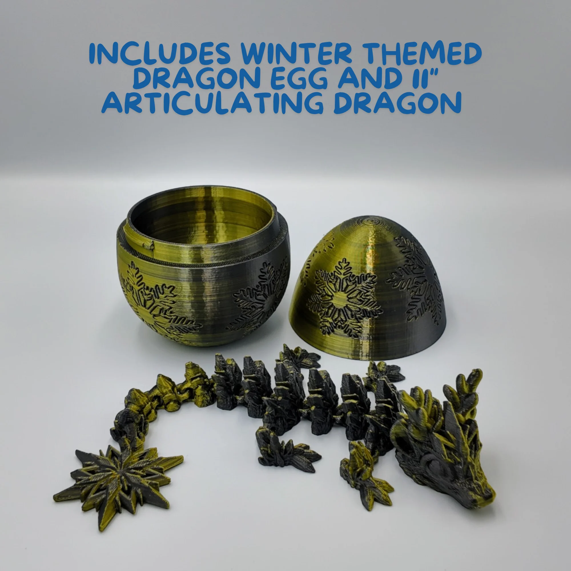 Winter Dragon Egg - 11" Dragons Articulating Joints - Snowflake Themed - Image 9