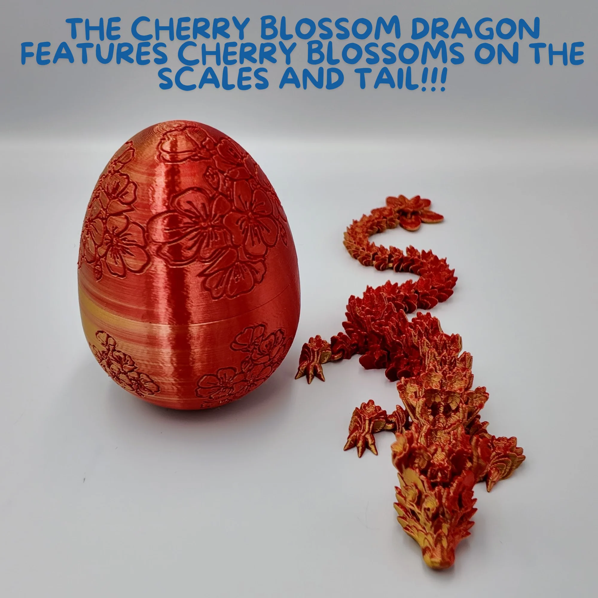 Cherry Blossom Dragon Egg - 14" Dragons Articulating Joints - Cherry Blossom Themed - Image 15