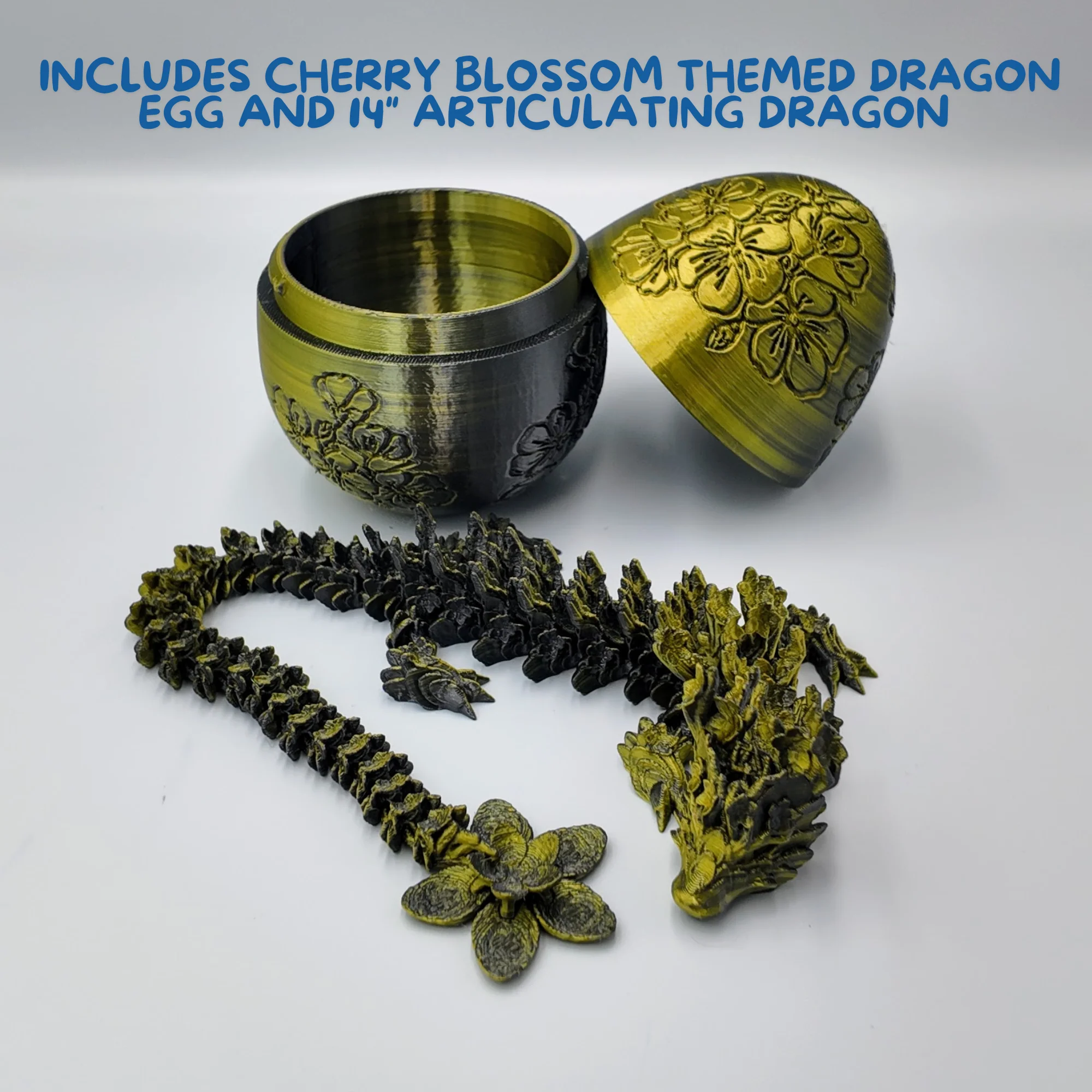 Cherry Blossom Dragon Egg - 14" Dragons Articulating Joints - Cherry Blossom Themed - Image 4