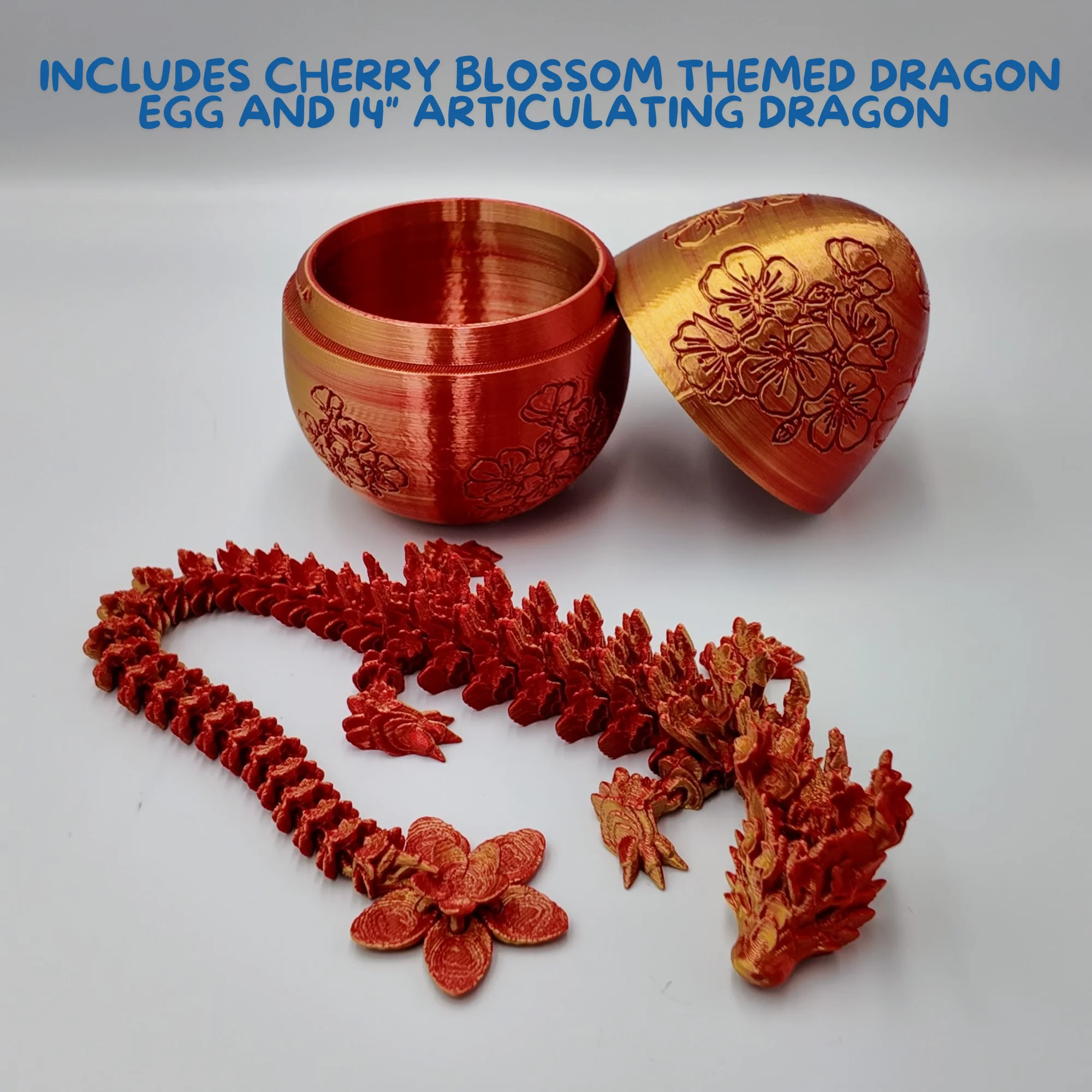Cherry Blossom Dragon Egg - 14" Dragons Articulating Joints - Cherry Blossom Themed - Image 5